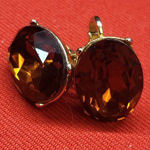 Vintage Trifari Topaz Gold Tone Clip Earrings